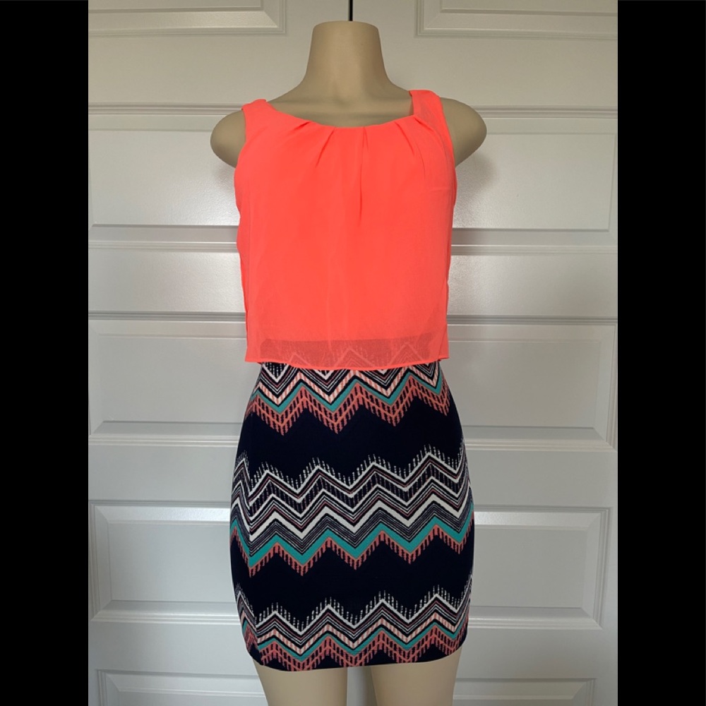 Emerald Sundae Bright Orange And Pattern Dress